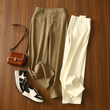 【折】 现货！梨形天菜！磨毛加厚莱赛尔+棉高腰阔腿牛仔裤女秋冬