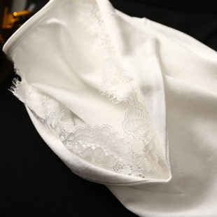 淘么淘 假两件蕾丝翻V领皱褶收腰显瘦长袖 T恤女新款 纤细蛮腰T