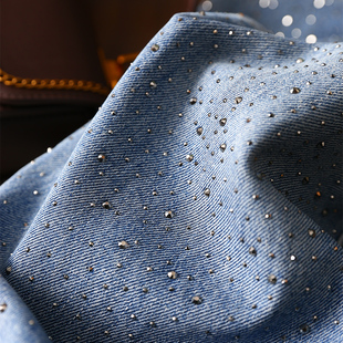 女春新款 双面重工烫钻显瘦高腰阔腿牛仔弯刀裤 闪耀出圈 淘么淘