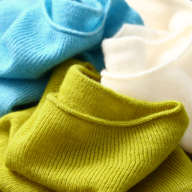 淘么淘 无缝一体成型 软糯羊毛+羊绒+天丝卷边立领长袖针织衫女