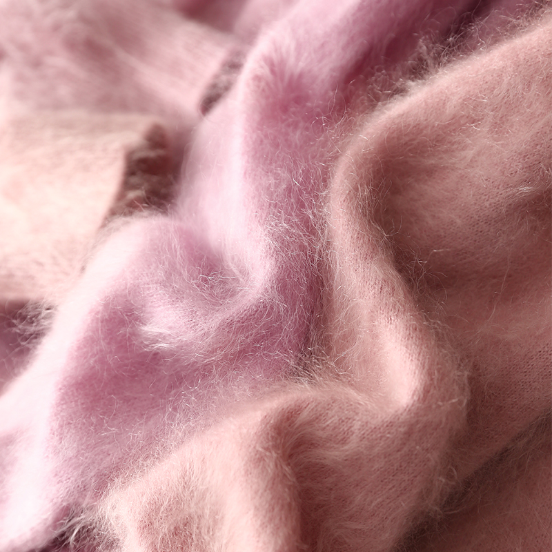 淘么淘 重磅奢华 小皮草拉绒100羊绒雾感针织套衫毛衣/开衫女新款