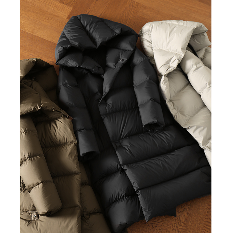 90白鸭绒宽松加厚连帽面包长款