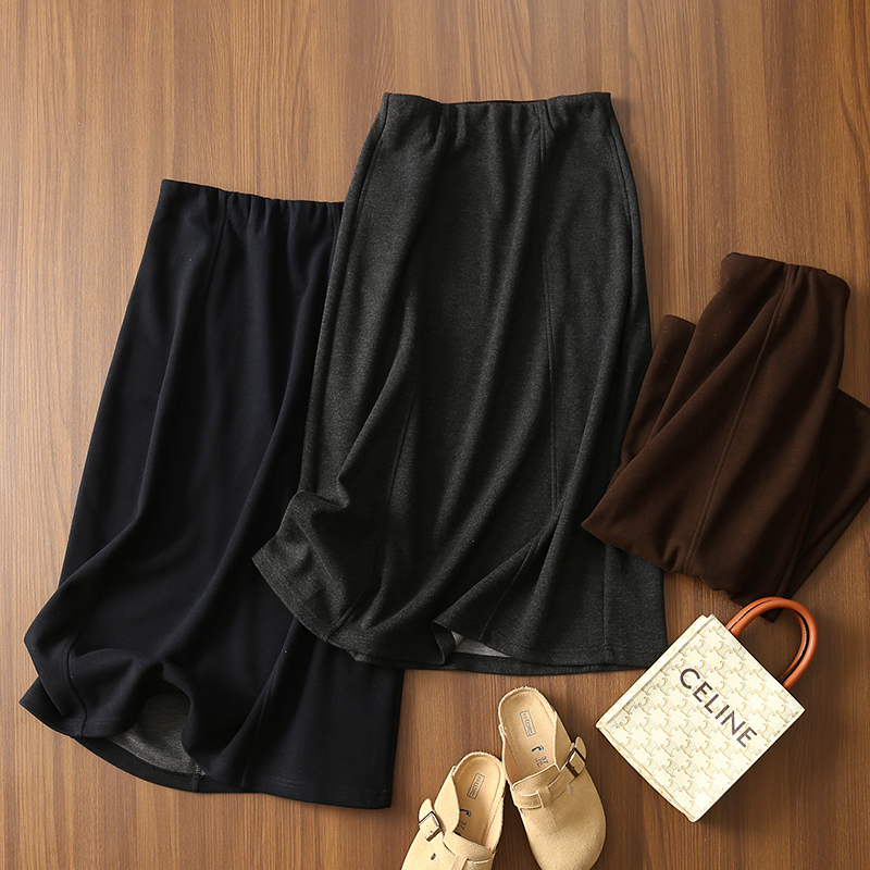 淘么淘 复古赫本风 立体剪裁醋酸羊毛松紧高腰A字毛呢半身裙伞裙