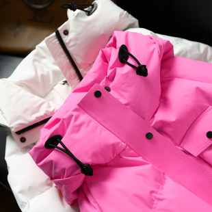 定染90鸭绒连帽抽绳短款 出KOU单 小个子羽绒服外套女冬 特