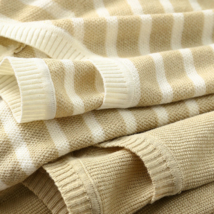 原生雨露 亚麻真丝 挚爱 女 条纹圆领中袖 针织衫 宽松纯色 淘么淘