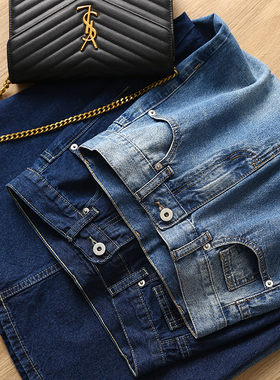 【折】 唤醒时髦DNA！高腰修身显瘦前中开叉直筒牛仔半身裙女早秋