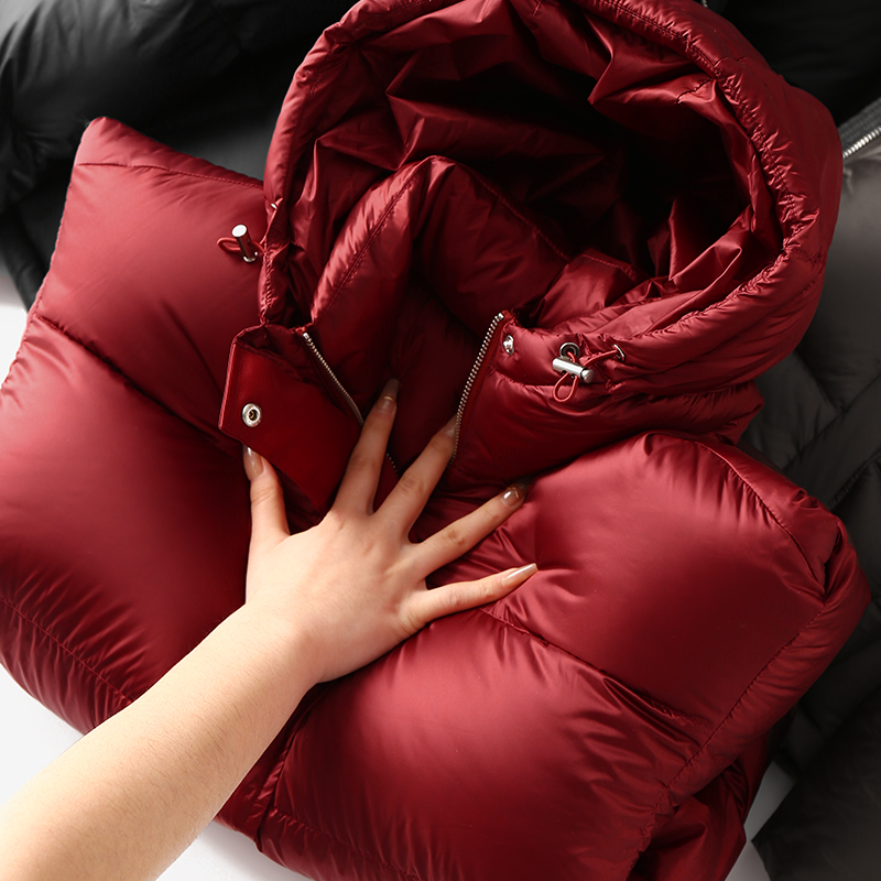 加厚90鹅绒连帽外套短款羽绒服