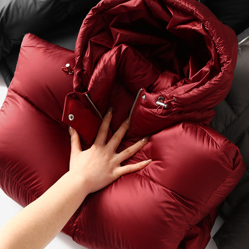 加厚90鹅绒连帽外套短款羽绒服