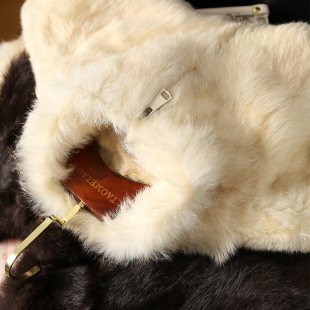 兔毛皮毛一体时髦立领皮草短外套女25冬季 战衣 绒绒 新款 折