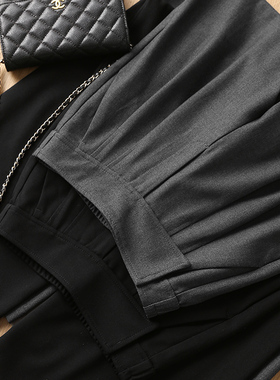 淘么淘 高阶飒美风 加宽腰封后松紧腰绵羊毛+醋酸+天丝阔腿西装裤