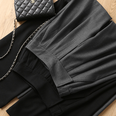 淘么淘 高阶飒美风 加宽腰封后松紧腰绵羊毛+醋酸+天丝阔腿西装裤