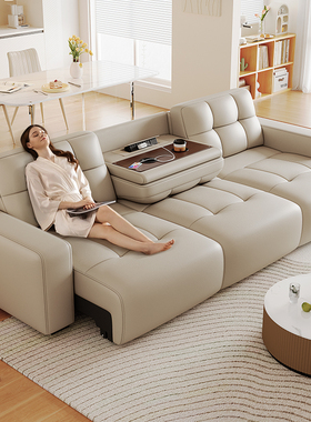 电动功能真皮沙发床客厅大小户型意式极简约可伸缩头等智能舱沙发