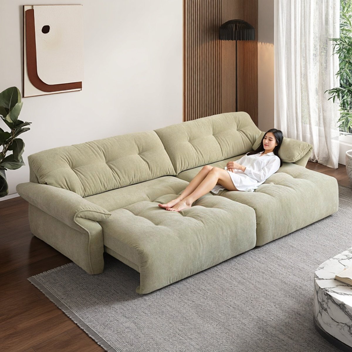 雪尼尔电动沙发客厅2025新款伸缩可调节奶油风零靠墙功能沙发床,住宅家具,功能沙发,淘宝优惠券,粉丝福利购,淘宝优惠卷