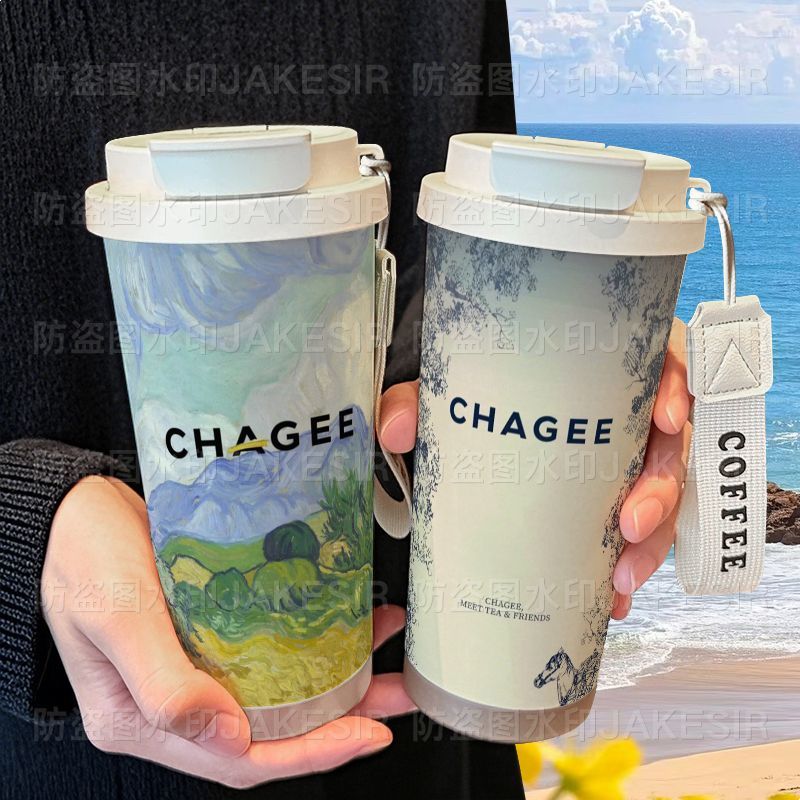 霸王茶姬周边保温杯316不锈钢大容量吸管水杯车载咖啡杯男女