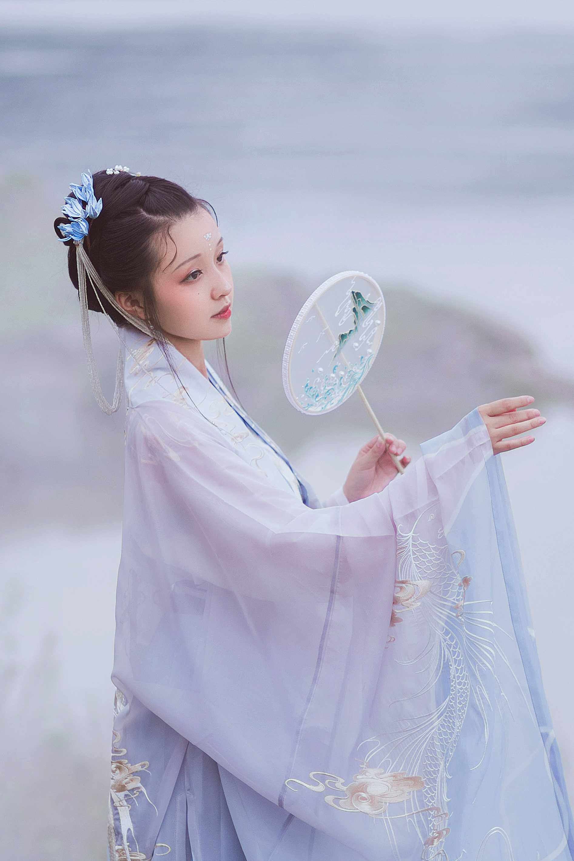 云川阁原创 古风长柄团扇 汉服配饰 摄影道具 生日礼物 刺绣团扇