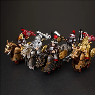 适用乐高古代唐朝士兵玄甲军神策陌刀军铁浮屠战马战骑士人仔积木