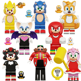 乐玩具超音鼠刺猬超级索尼克塔尔斯纳克艾米夏特蛋头积木小人仔高