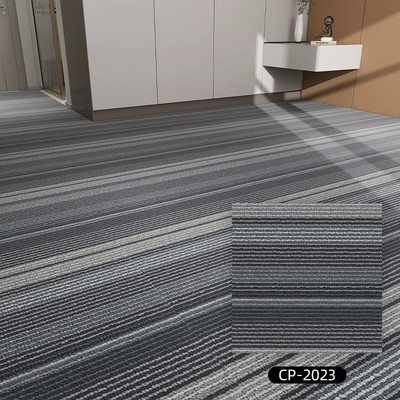 办公室仿地毯地胶工厂批发塑胶地板方块PVC地砖灰色竖条纹LVT地板