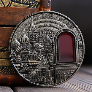 俄罗斯帕劳克里姆林宫建筑古银纪念章创意纪念品城市旅游纪念礼物