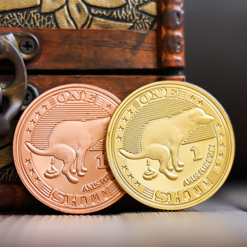 狗屎币ONE SHIT金银色实物硬币创意搞怪纪念章精致工艺礼品摆件