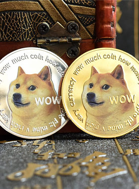 狗狗币彩色立体浮雕纪念章硬币金属徽章虚拟币收藏礼品创意小玩意