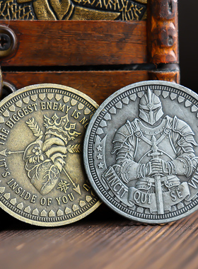 铠甲勇士战士币做旧复古浮雕铜银硬币纪念章工业风