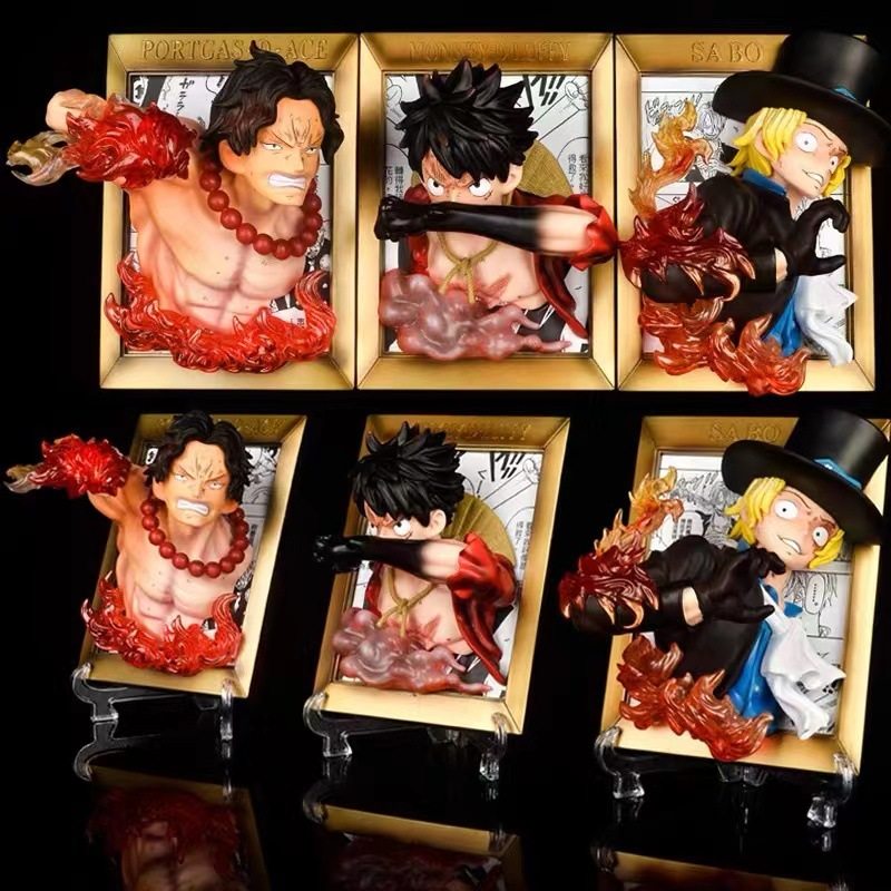 海贼王GK优质摆件相框路飞艾斯萨博ONEPIECEFIGURE模型机箱挂件