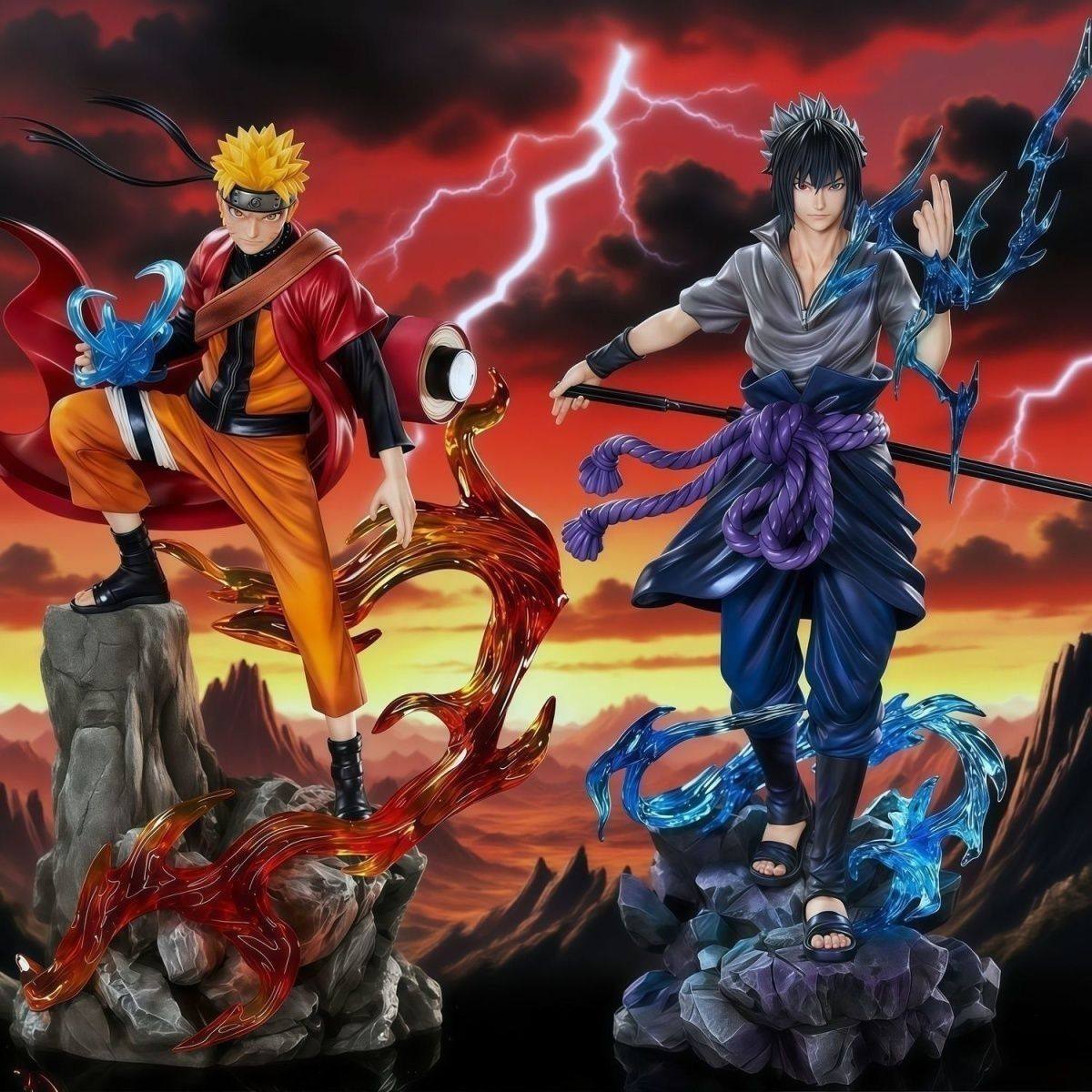 【全款】火影忍者十年百忍鸣人佐助高配版动漫GK手办模型雕像摆件