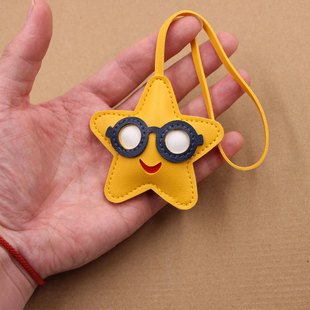 沙滩墨镜酷星星挂绳皮革挂坠箱包挂件 miu系服装辅料挂饰搭配