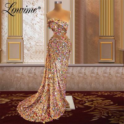  Gold Sequins Long Prom Dresses Wedding Party Dress 2022 Cust [After posting on March 18]+Standard  