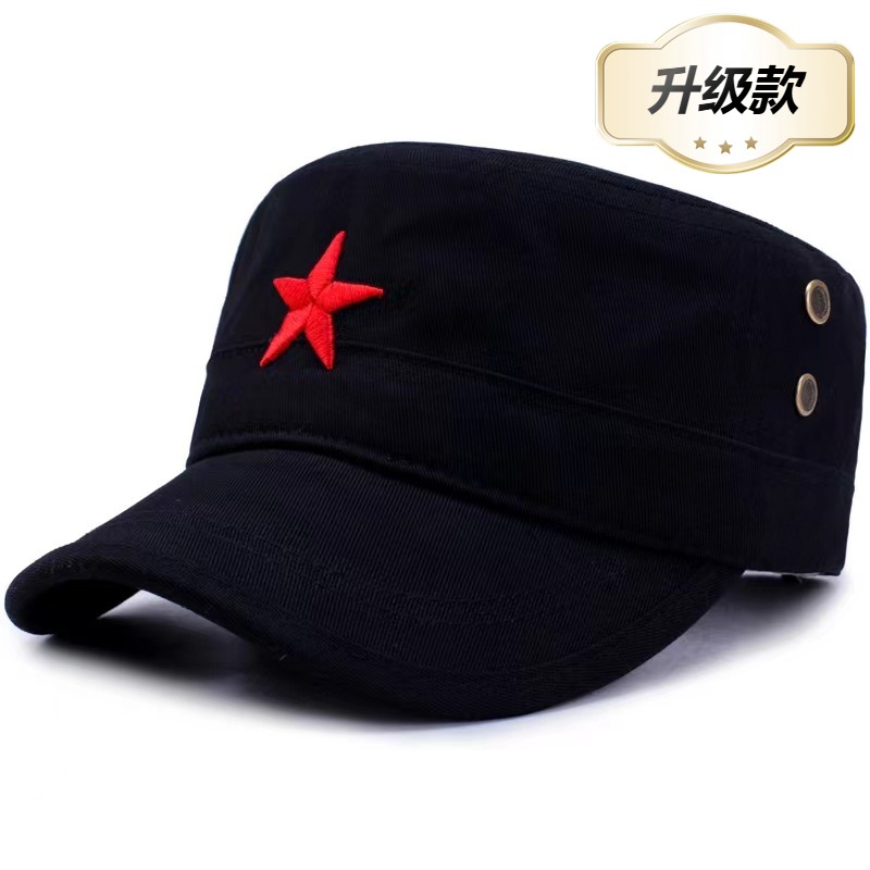 男士军迷彩帽复古怀旧红五角星保暖男士纯棉平顶鸭舌棒球帽