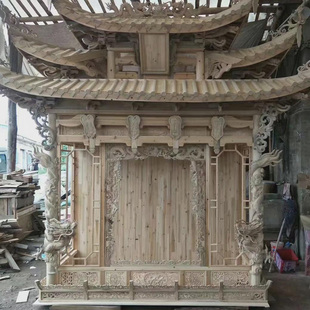 定制手工雕刻祠堂神龛木雕佛龛香樟木红木纯手工雕刻神龛供桌