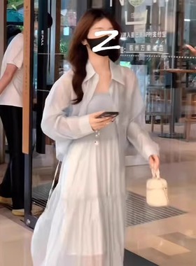 清仓反季品牌折扣店白色雪纺防晒衬衫女长袖夏季冰丝薄纱开衫上衣