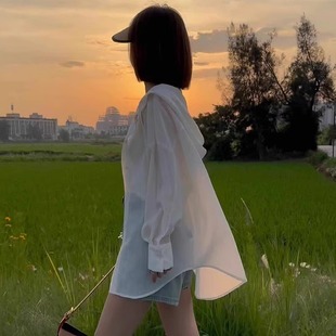 品牌折扣店薄款 外套女夏季 清仓反季 防晒衬衫 小个子中长款 连帽开衫