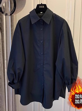 清仓反季外贸品牌折扣女装白色衬衫女长袖慵懒风上衣外搭宽松衬衣