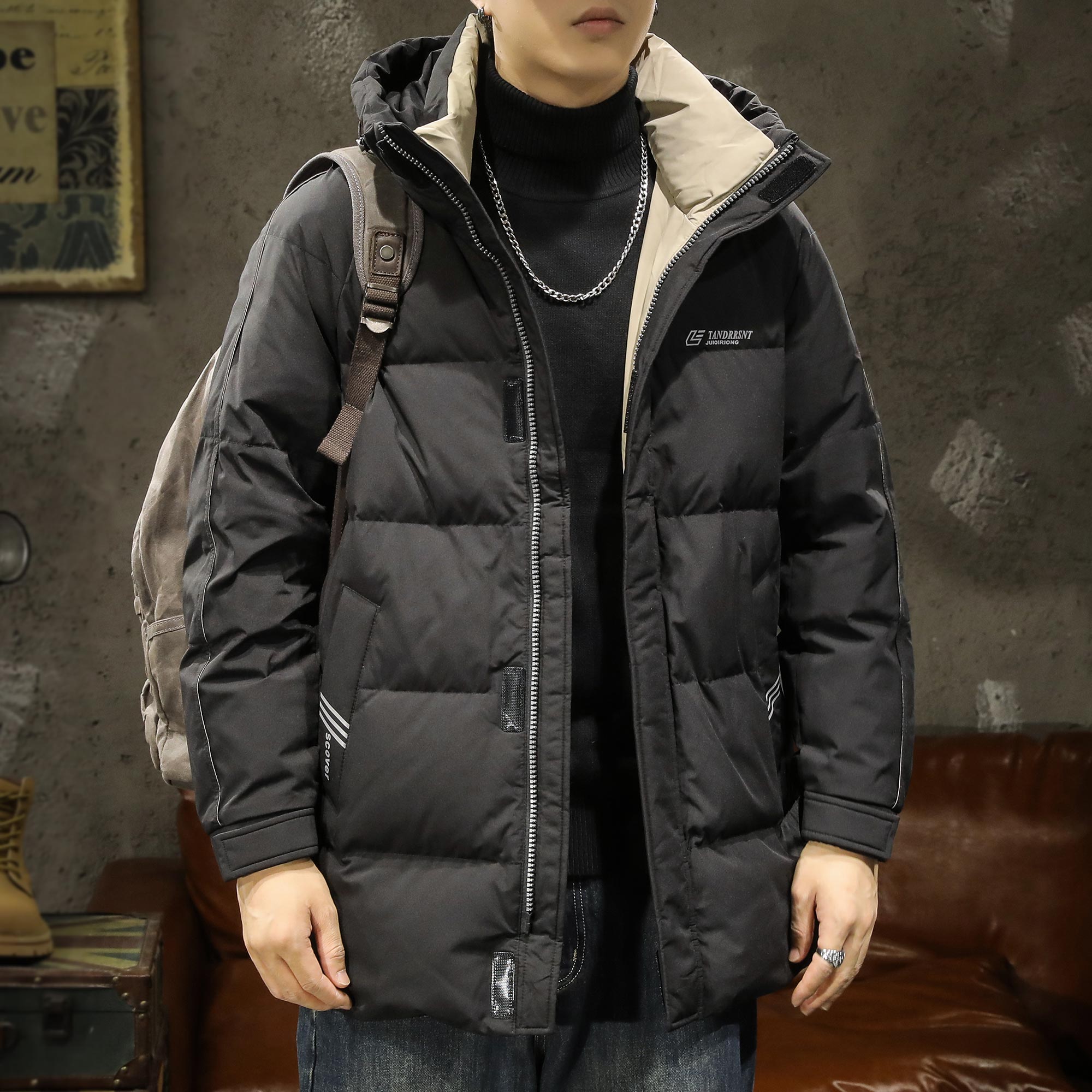 中长款鹅绒羽绒服男士冬季抗寒保暖轻薄连帽潮牌外套2025新款爆款