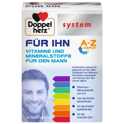 德国Doppel Herz/双心男士复合维生素矿物质缓释片提升活力30片