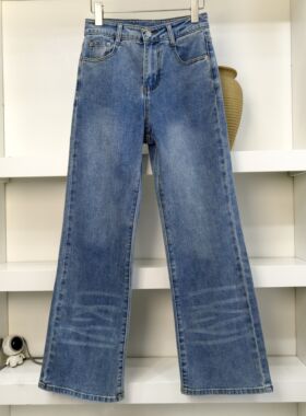 MC中高腰直筒25春秋款韩国原单大弹力气质简约百搭女士牛仔裤长裤