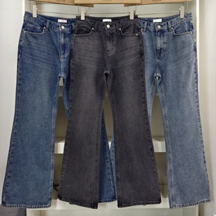 sa无弹力薄绒微喇26新春出口韩国原单自然腰女牛仔裤显瘦潮流穿搭