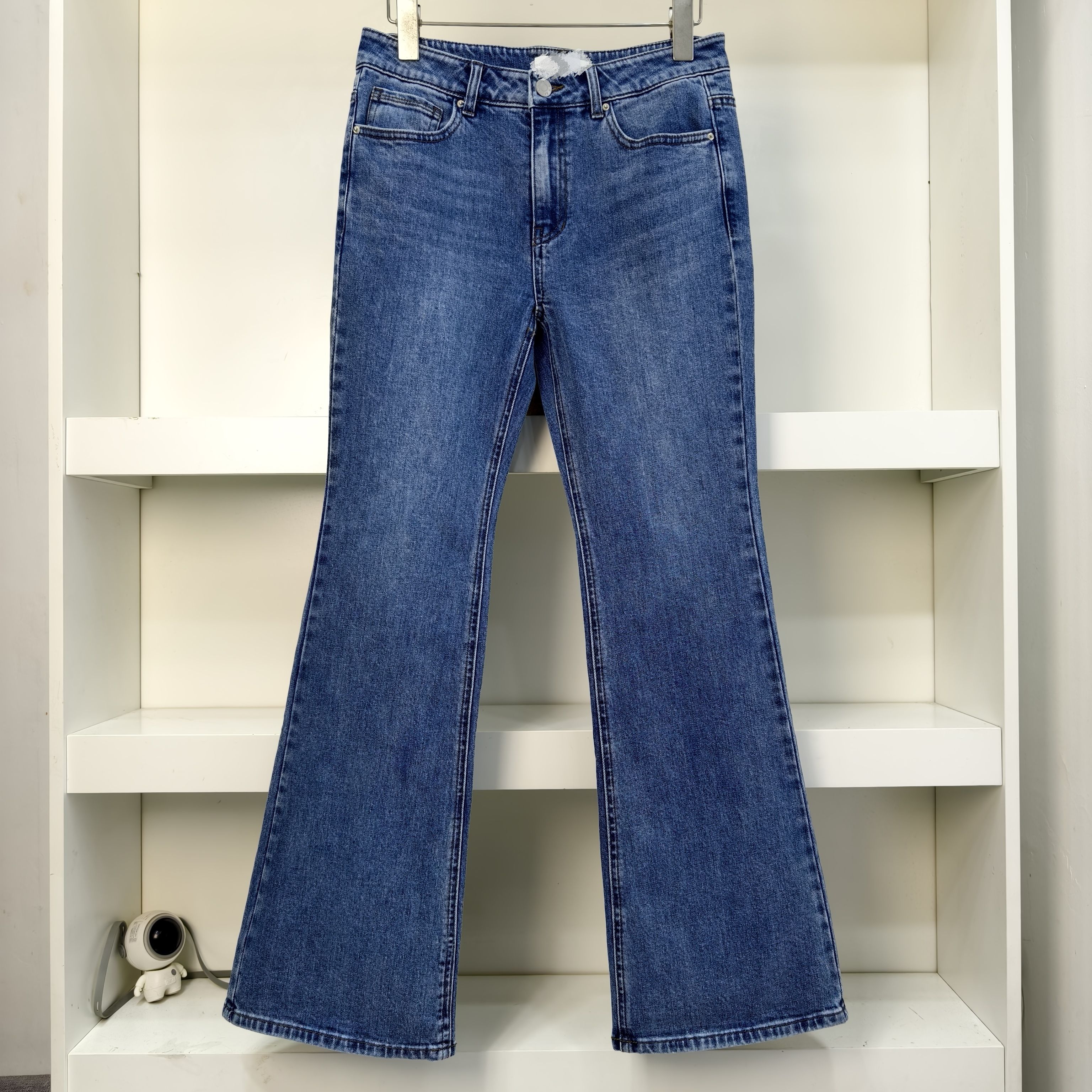 GUS喇叭中高腰微弹 25年春秋款出口韩国原单修身女牛仔裤微喇长裤