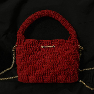 Mcroche魔织手工钩织包包diy材料包棋盘格新年新婚包包自制礼物