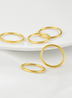 古法传承简约光面素圈钛钢戒指女民族风轻奢小众设计食指环不掉色