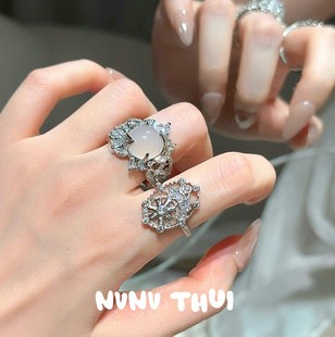 珠宝 复古雏菊繁花宝石戒指 镀18K金 蕾丝花环镂空万花筒花朵