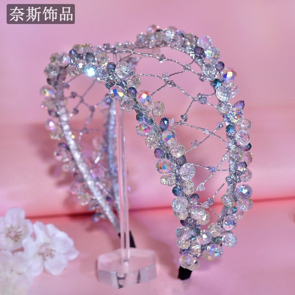 法式网红施华洛水晶手工串珠发饰高级头饰甜美超仙发饰配饰品发箍