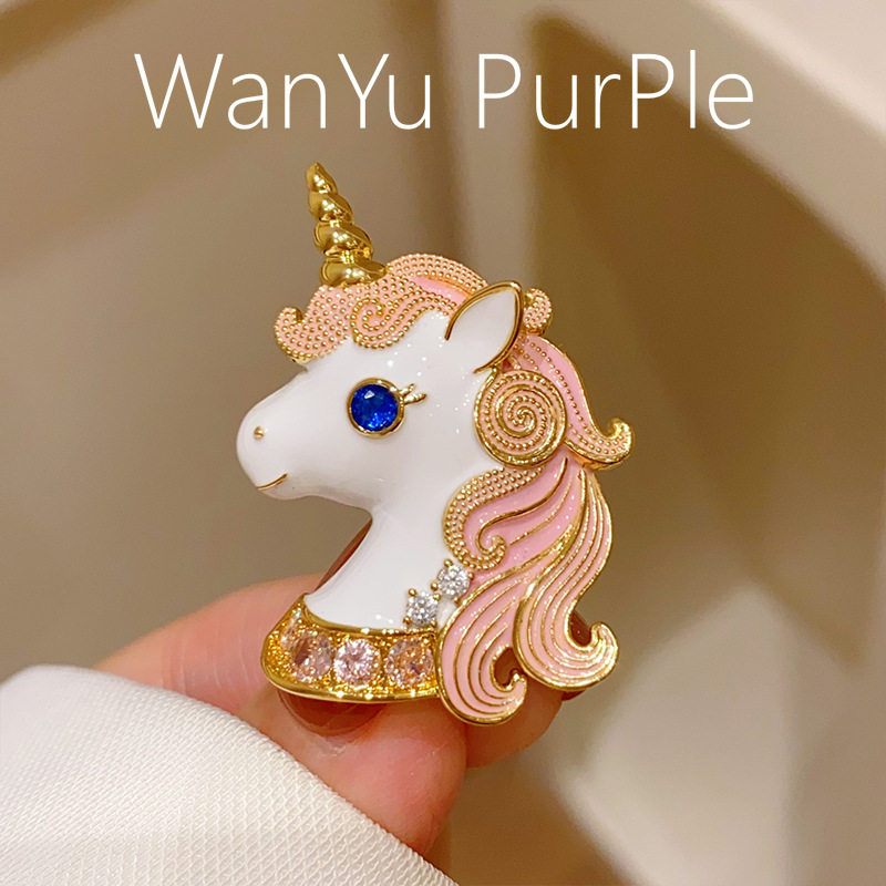 韩版创意可爱粉色滴油独角兽胸针胸花甜美百搭防走光外套别针礼物