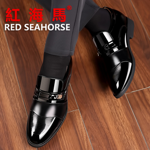 春秋男士 6cm三接头漆皮加绒牛皮鞋 商务正装 真皮内增高鞋 皮鞋 新款