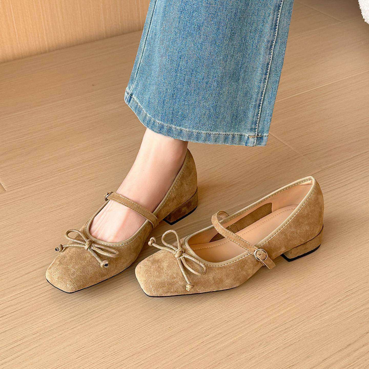 真皮版～法式复古一字扣带玛丽珍鞋女粗跟方头通勤工作高跟鞋单鞋,女鞋,玛丽珍鞋,淘宝优惠券,粉丝福利购,淘宝优惠卷