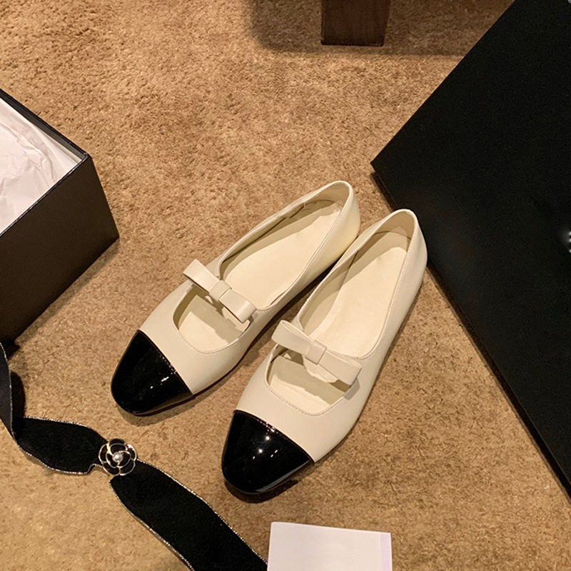 真皮版～法式小香风玛丽珍鞋女2025新款秋季一字带蝴蝶结平底单鞋