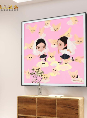 刘颖版画大尺寸网红背景墙装饰画《云梦》婚纱系列带框挂画