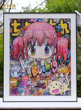 村上隆徒弟Mr. 版画《Pinkish Gold》粉头少女涂鸦艺术潮流装饰画